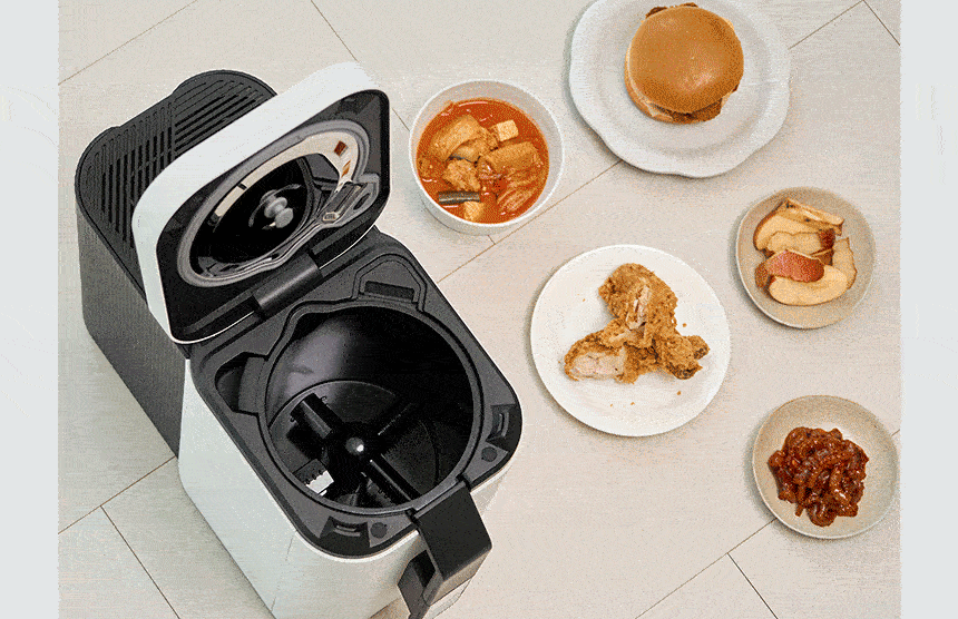 블루벤트 ID와 다양한 음식물 - 김치찌개, 햄버거, 치킨 등 모든 종류의 음식물 처리 가능