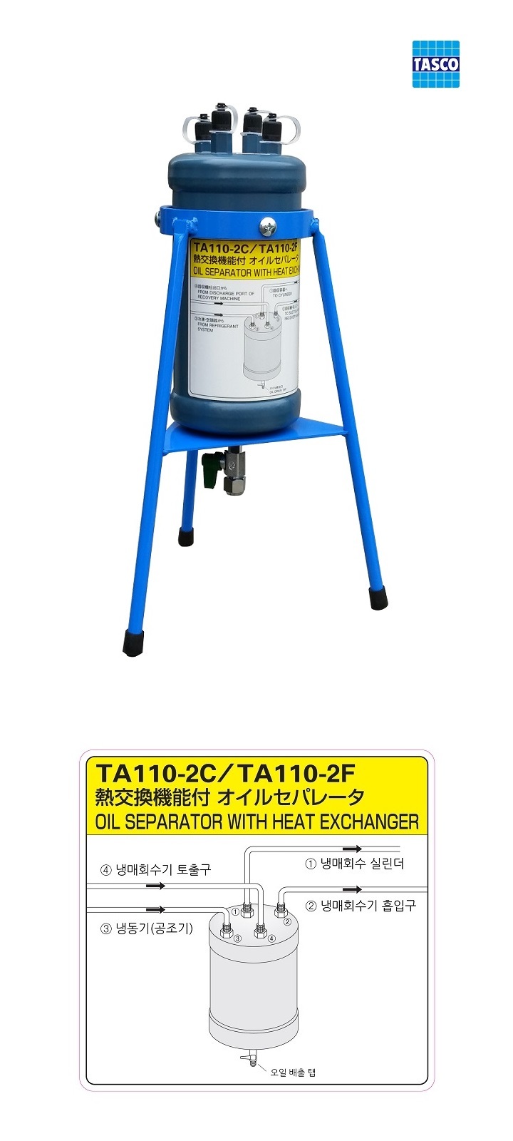 イチネンTASCO 熱交換機能付オイルセパレータ TA110-2F TASCO オイルセパレーター TA110-2C TA110-2F TA110-2F イチネンTASCO