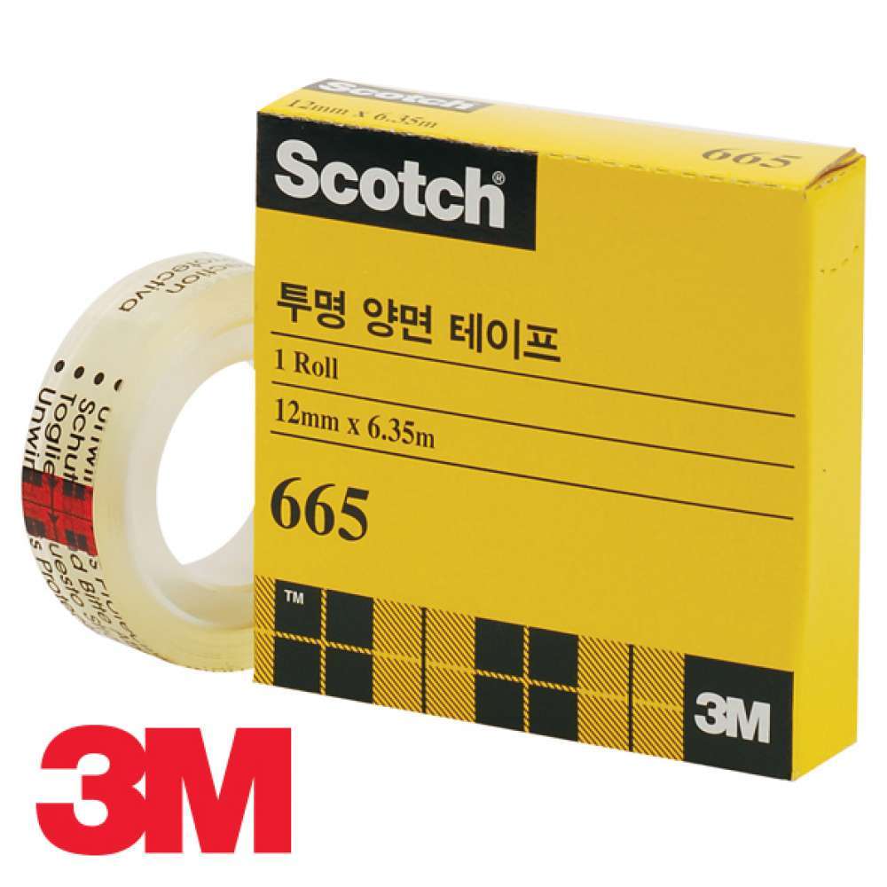 3M 스카치 투명 양면 테이프 665 리필 12mm x 6.35M