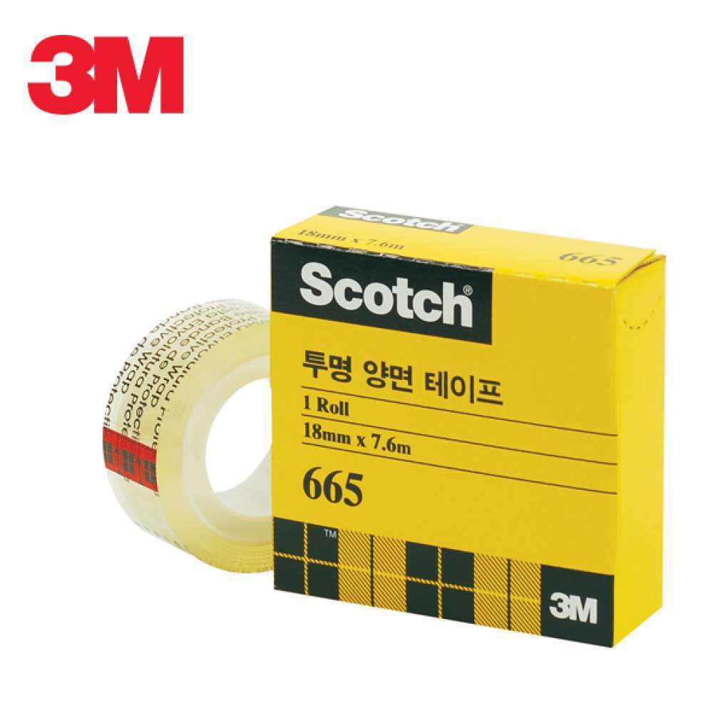 3M 스카치 투명 양면 테이프 665 리필 18mm x 7.6M