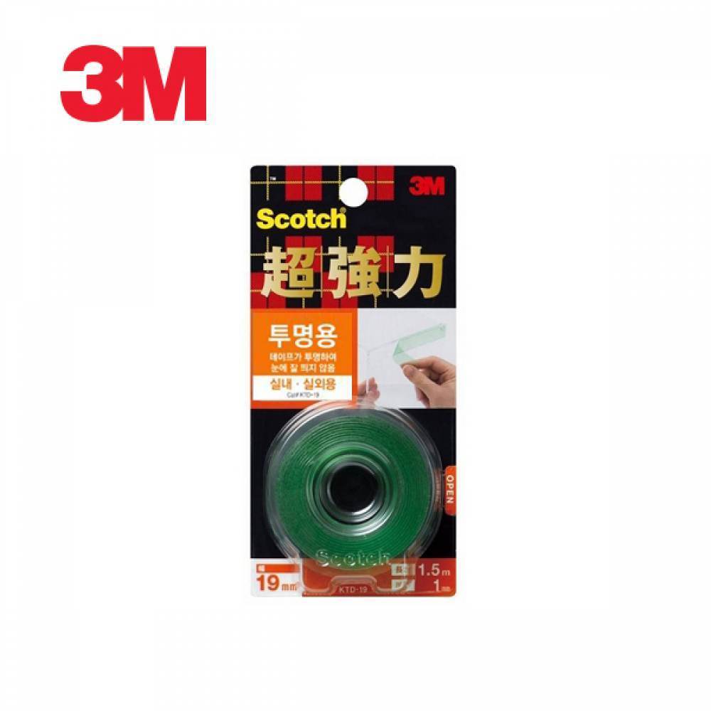 3M 스카치 초강력 투명 양면테이프 19mm x 1.5M