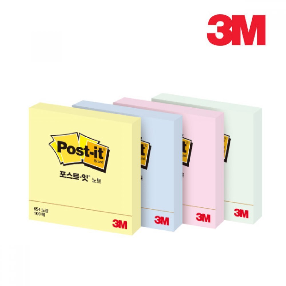 3M 포스트잇 노트 76mm x 76mm 100매 654 4색중 택1