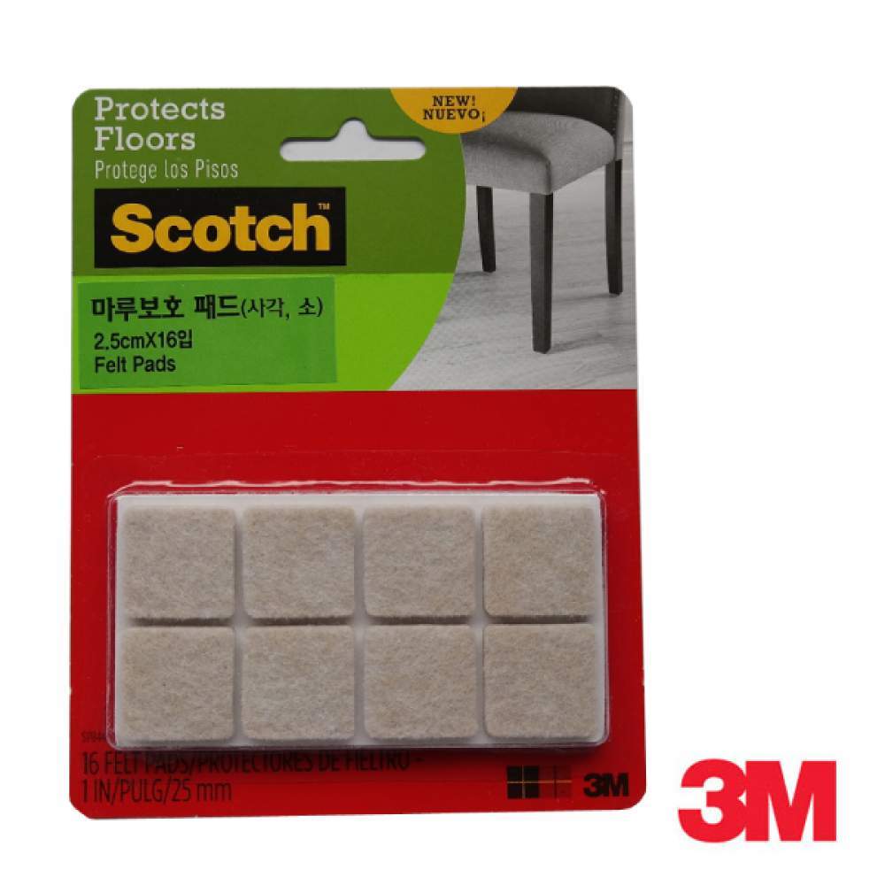 3M 마루보호 패드 사각 소 2.5 x 2.5cm 16매입