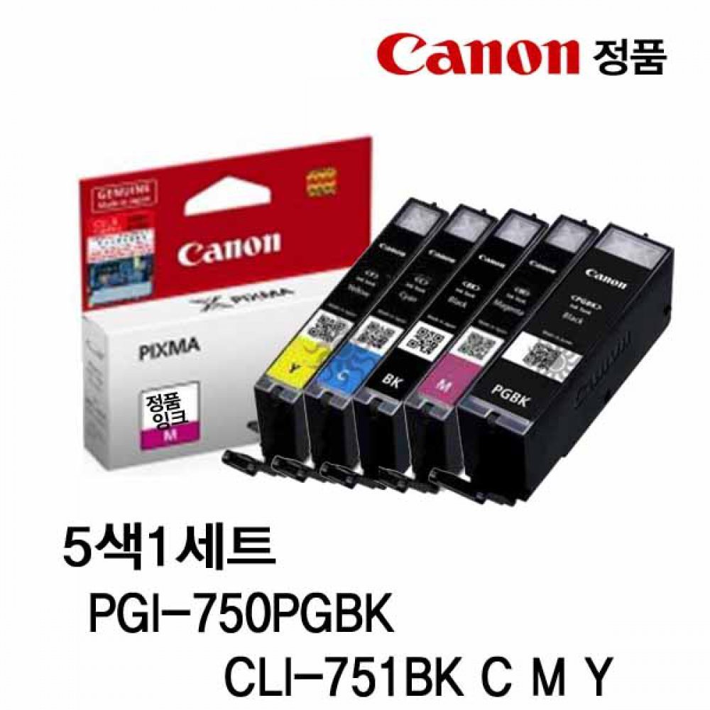 캐논 PGI-750PGBK CLI-751BK C M Y 정품잉크 5색세트