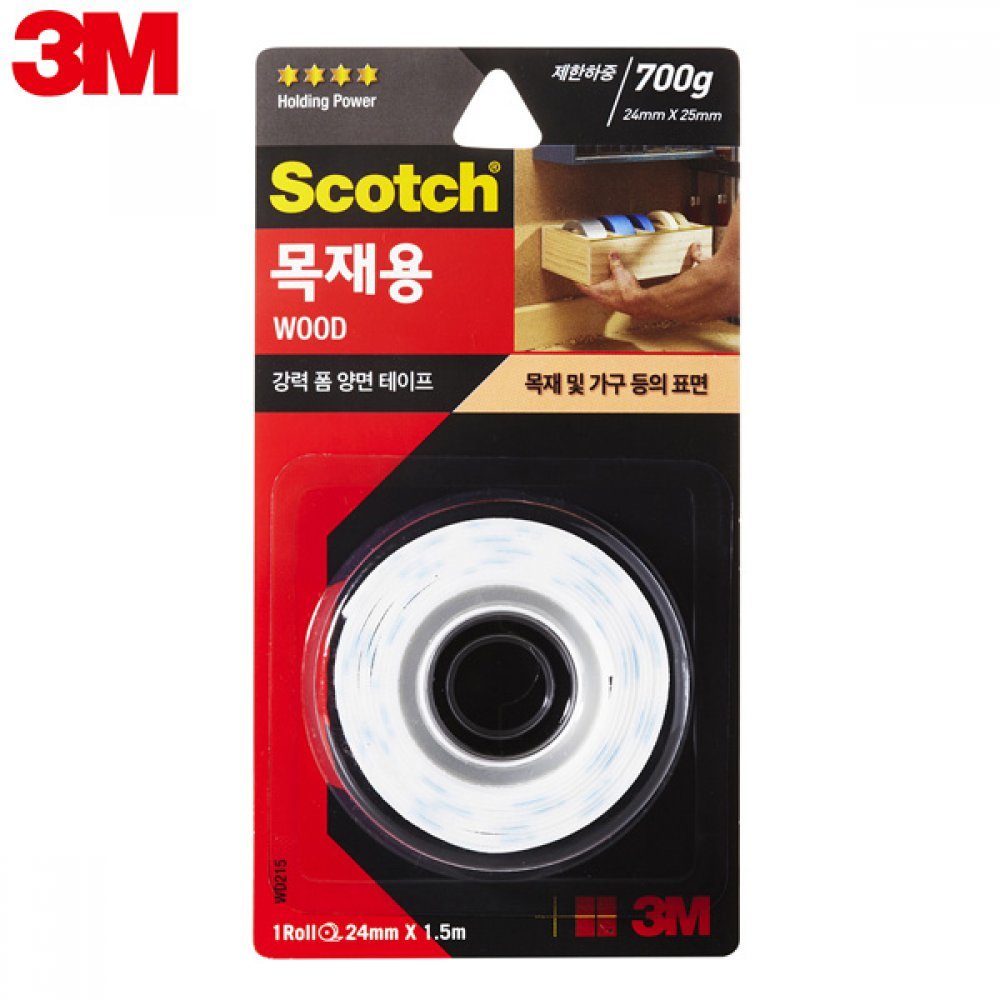 3M 강력 폼 양면테이프 목재용 WD215 24mm x 1.5m