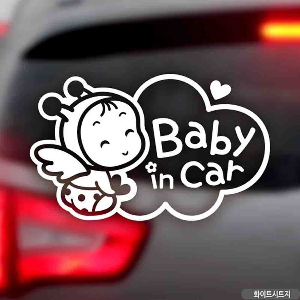 자동차스티커 BABY IN CAR 궁디팡팡 화이트시트지