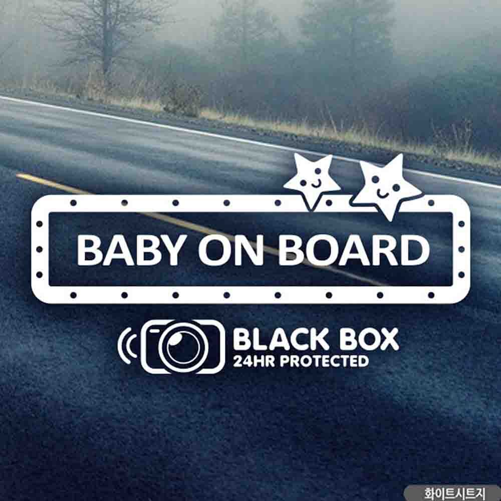 자동차스티커 BABY ON BOARD 네온스타블랙박스 화이트