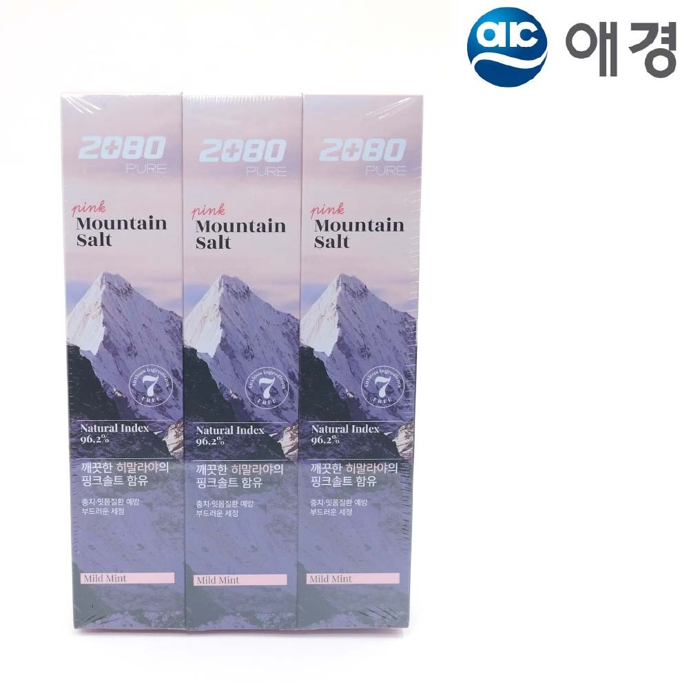 2080퓨어 핑크 마운틴솔트 치약 160g 3개입