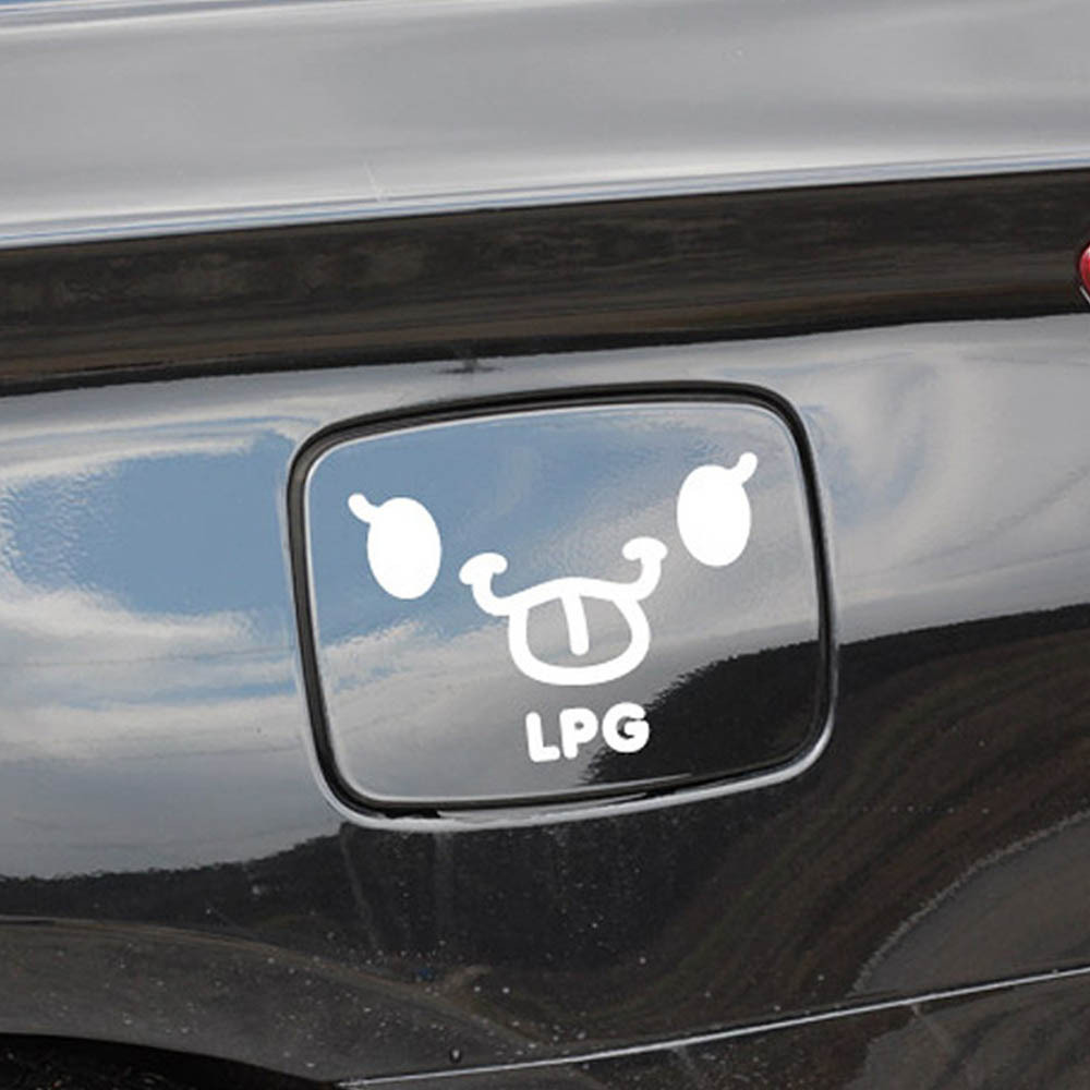 자동차 주유구스티커 메롱 LPG 화이트