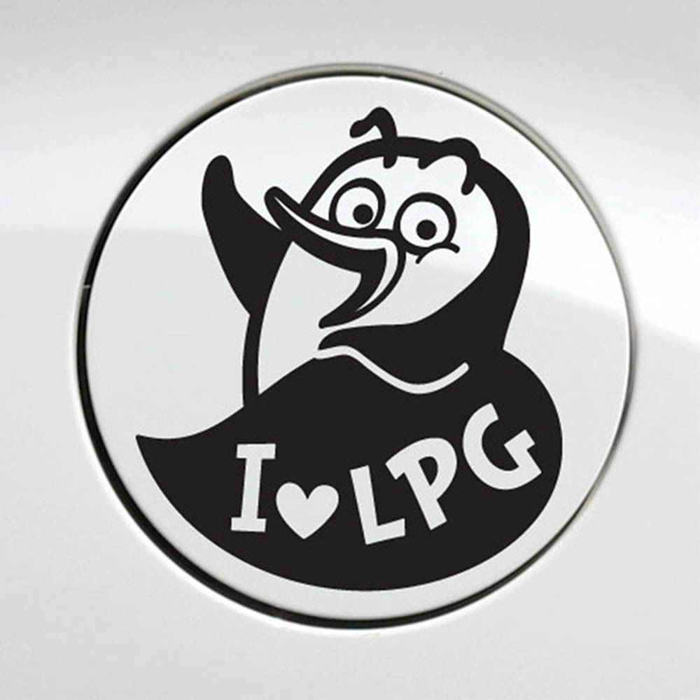 자동차 주유구스티커 아이러브 LPG 펭키 블랙