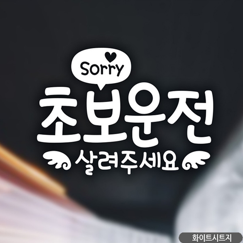 Sorry 초보운전살려주세요 초보자동차스티커 화이트