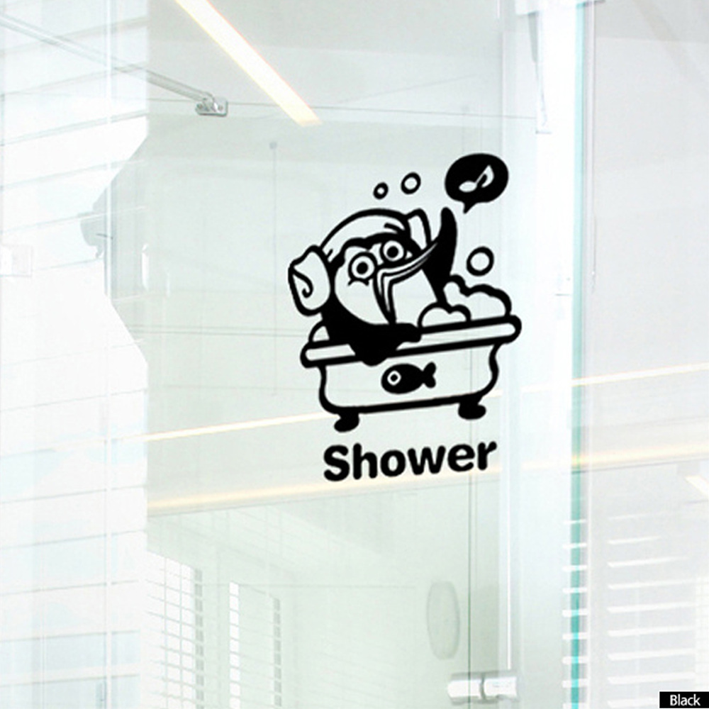 펭키 Toilet Shower 화장실 포인트스티커 블랙