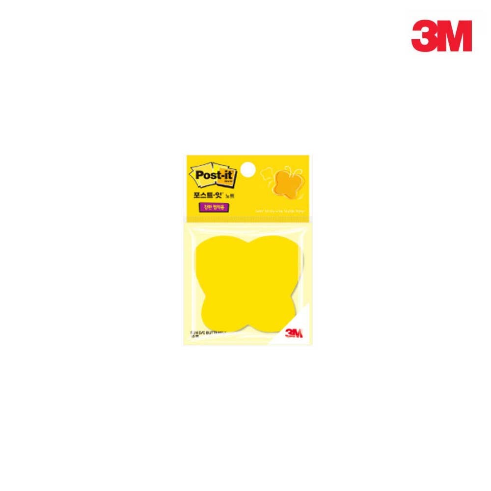 3M 포스트잇 강한점착용 다이컷 모양노트 나비