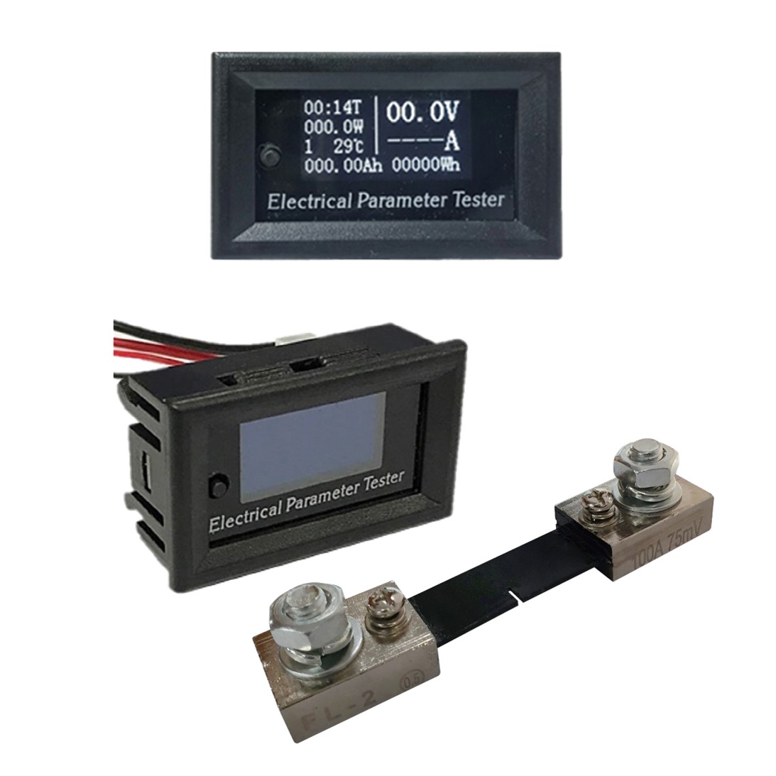 매립형 DC멀티미터 전압/전류/온도/사용용량/전력측정기 테스터기 0-100V 100A 파워뱅크 (HAV2901)