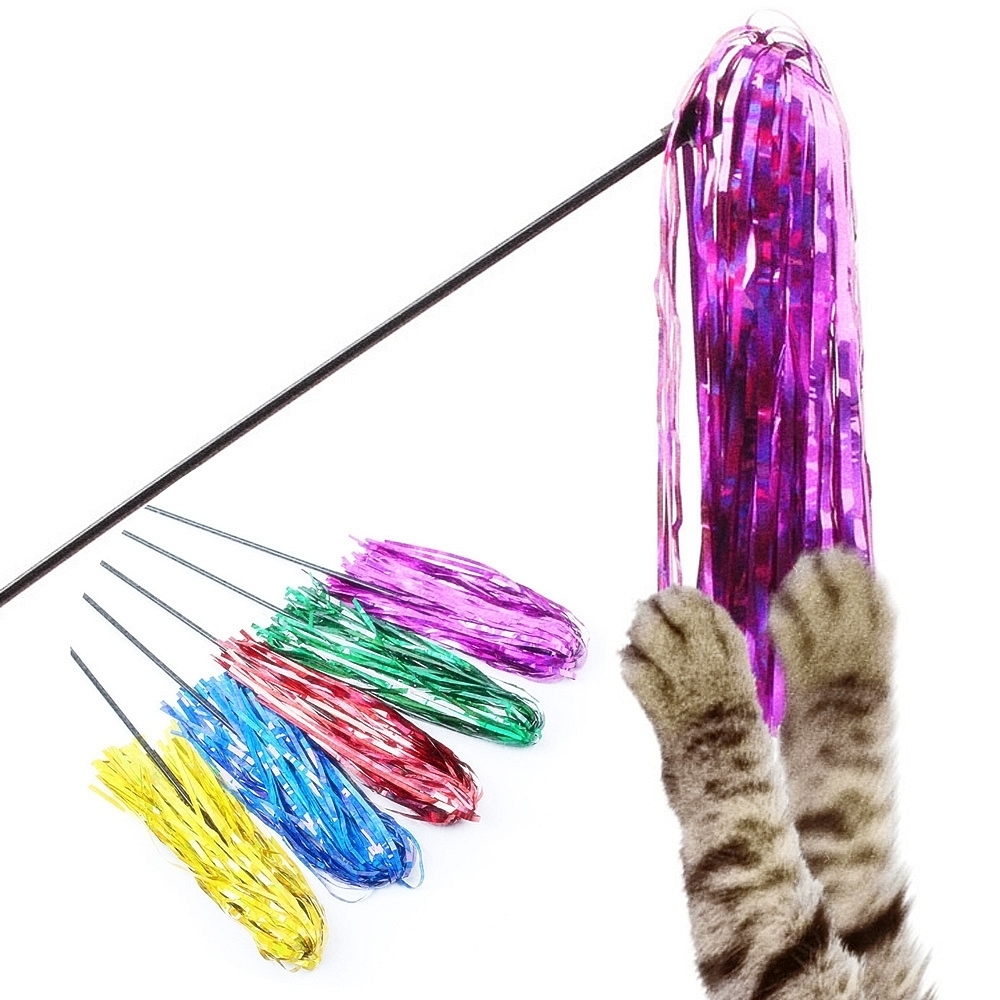 Oce 다채로운 색상 바스락 수술 고양이 장난감 스틱 반려동물 캣토이 야옹이막대완구