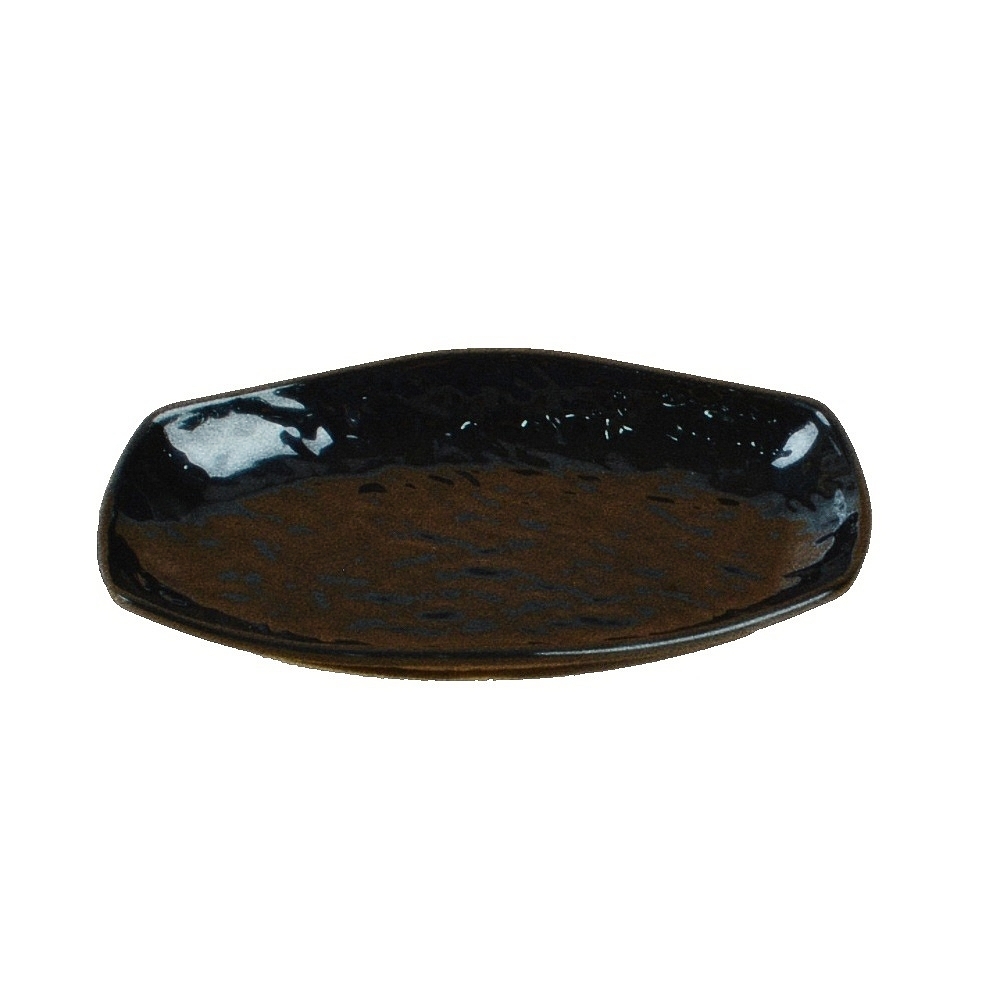 Oce 가벼운 업소용 접시 유광 각진타원형 검은색그릇 5호 생선접시 주방그릇 식당식기