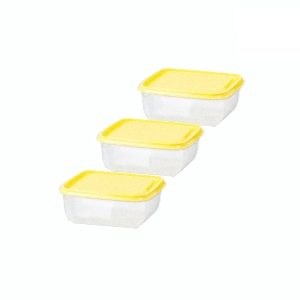 음식 재료 보관 투명 용기 노란 뚜껑 600ml 3개입 유부 초밥 김밥 타파웨어 락앤락 냉장고 저장 간편용기
