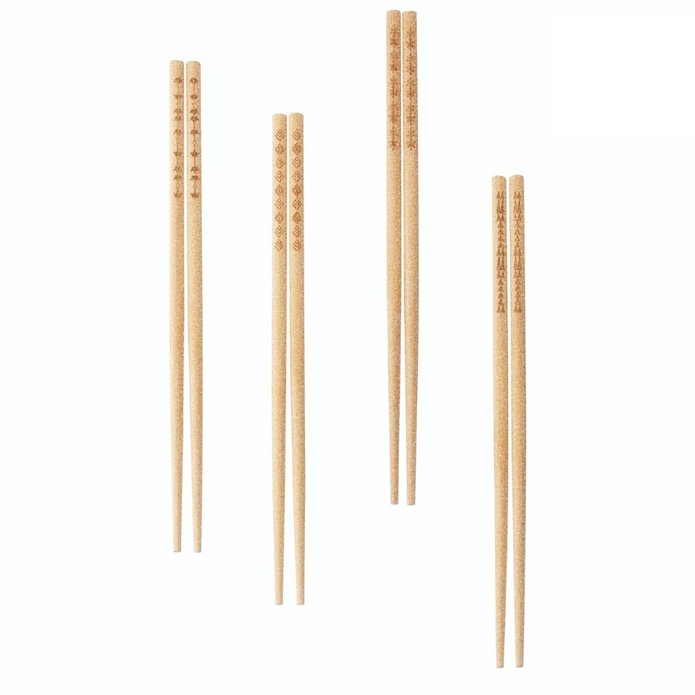 둥근 천연목 패턴 새겨진 우드 젓가락 다회용 4벌 위생젖가락 wood chopstick 한국 커트러리