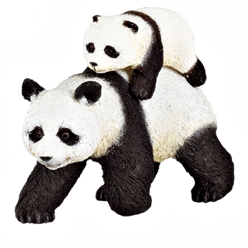 Oce 프랑스 핸드페인팅 엄마팬다와 아기팬다 피규어 동물모형완구 아기팬다 모형 유아장난감