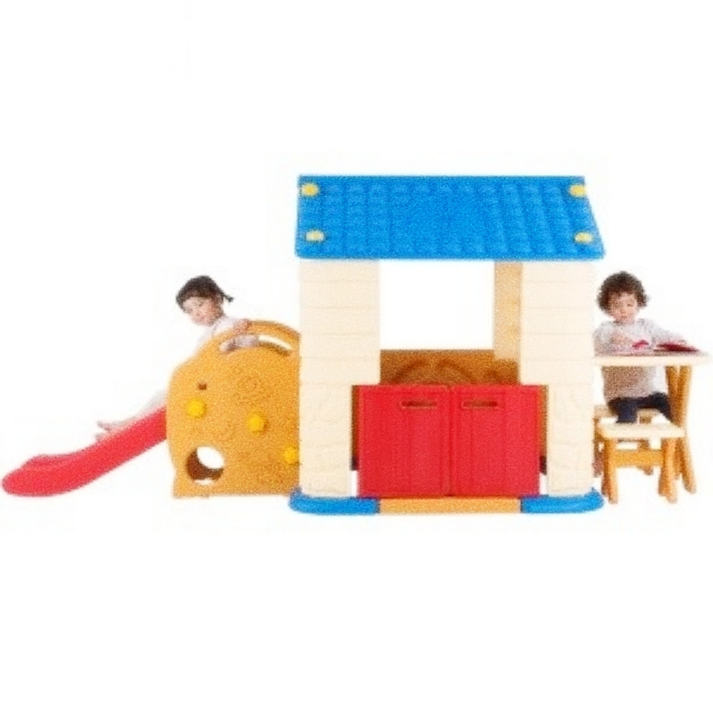 Oce 학습 놀이집+미끄럼틀+테이블과 의자 세트 블루 어린이집 체육 교구 실내 놀이 기구 유아용 미끄럼틀