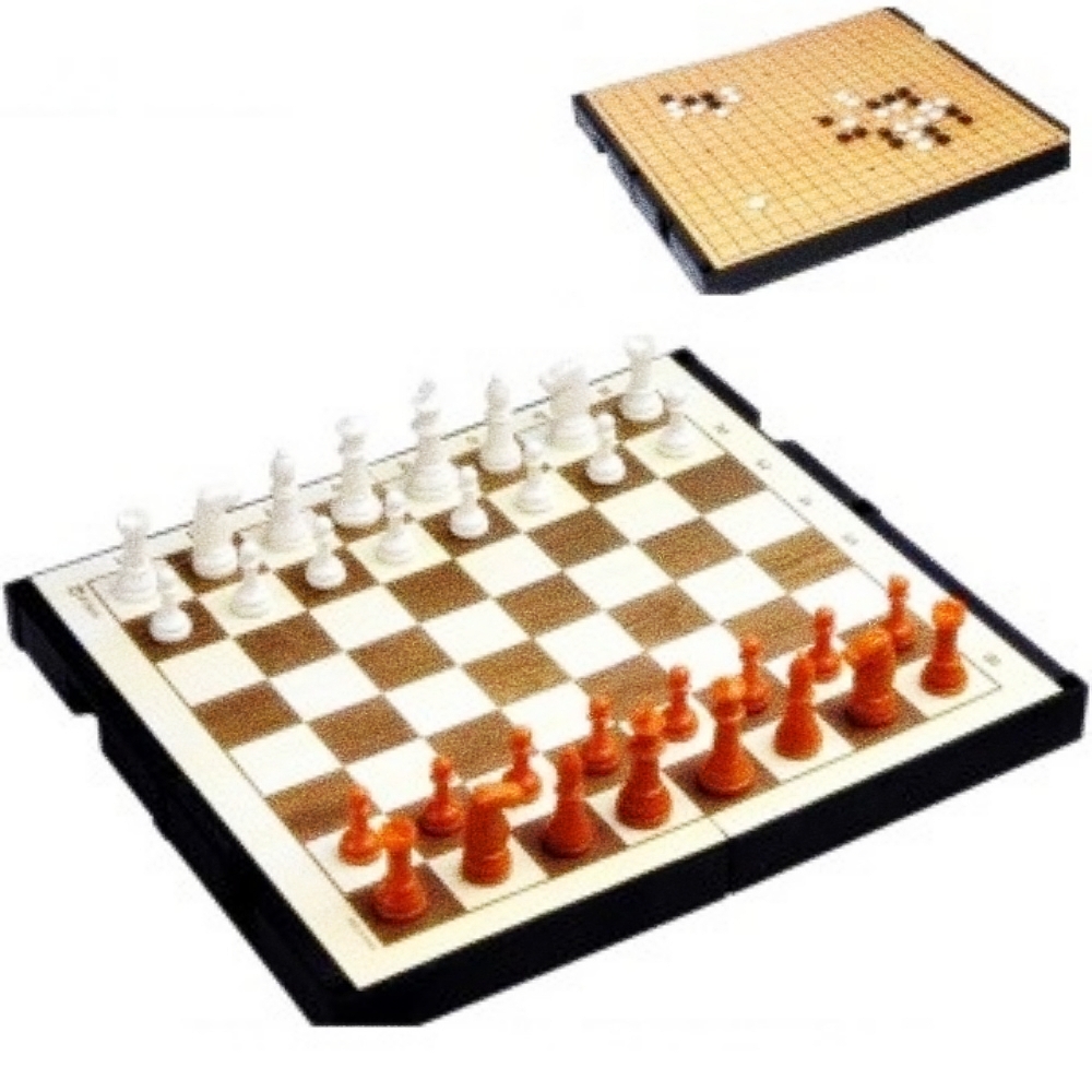 Oce 소형 체스+바둑 양면 폴더 보드 자석 게임 바둑 테이블 게임 두뇌 교구 게임 용품 아동 게임 장난감