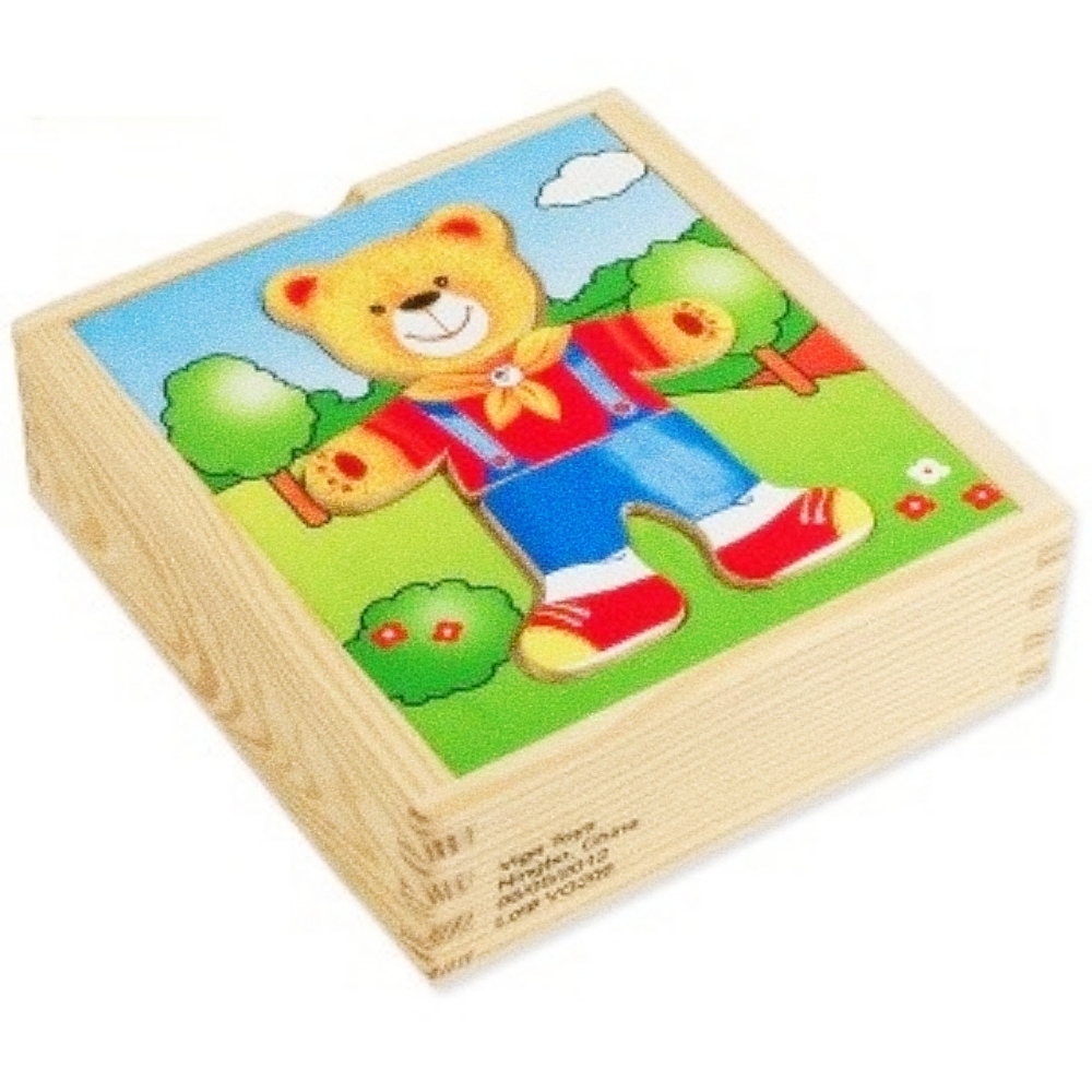 Oce 패션퍼즐 놀이 꼬마곰돌이 인형 옷 입히기 유아동 나무 놀이 모형 만들기 재료 유아동 장난감
