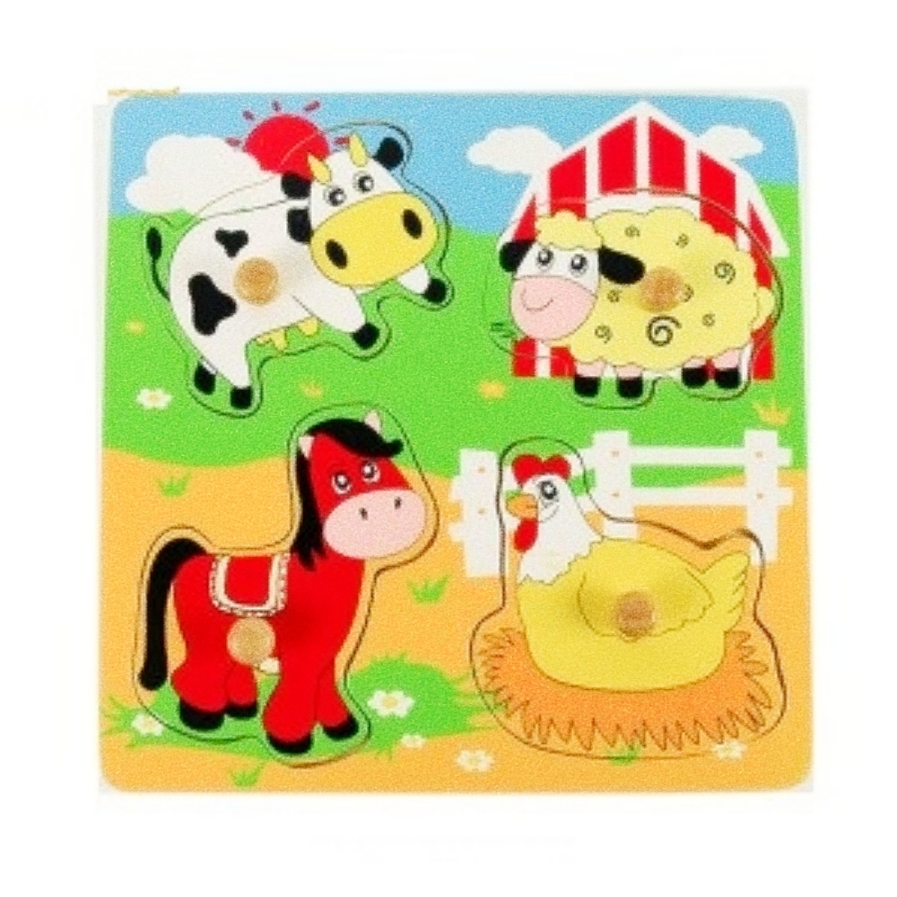Oce 퍼즐 놀이 가축 동물 모양 맞추기 모형 만들기 재료 모자이크 조립 퍼즐  유아동 나무 놀이