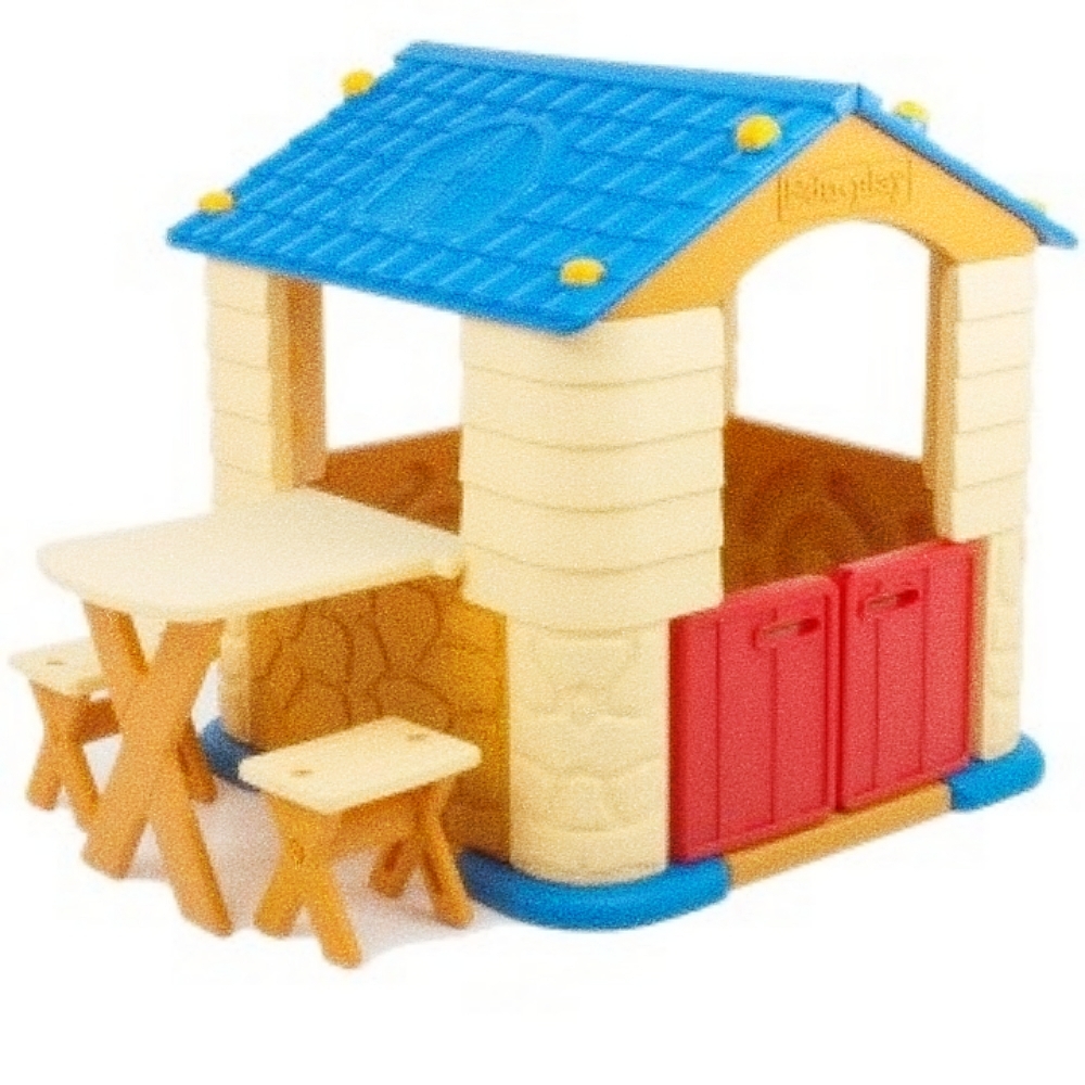 Oce 아동 놀이터 놀이집+책상+의자세트 블루 집 놀이 집 모양 장난감 놀이 테이블