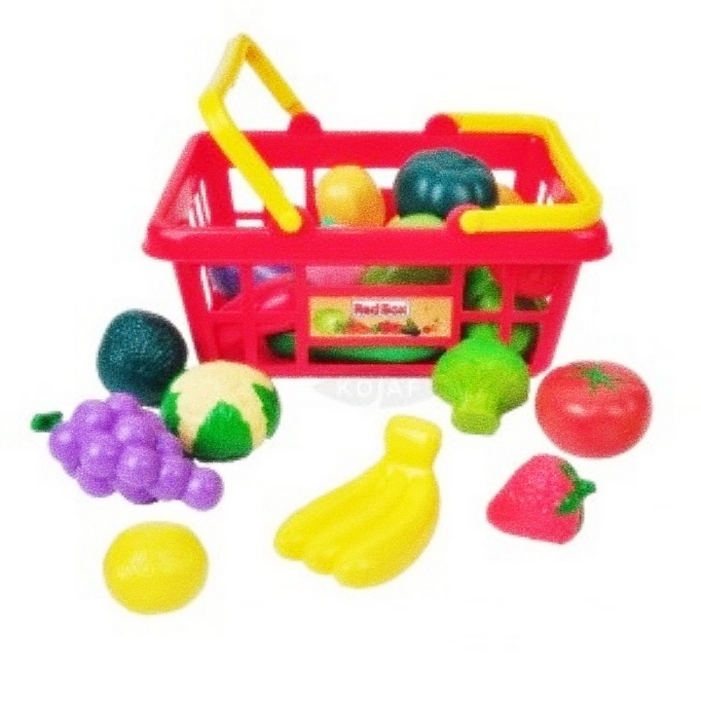 Oce 파티 놀이 과일과 야채 바구니 장난감 세트 레드 음식 만들기 장난감 어린이 주방 놀이 부엌 놀이