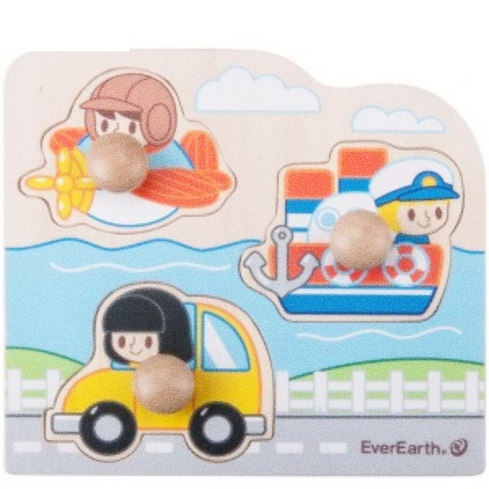 Oce 부드러운 손잡이 원목 퍼즐 장난감 교통수단 비치우드 교통 안전 교육 협응력