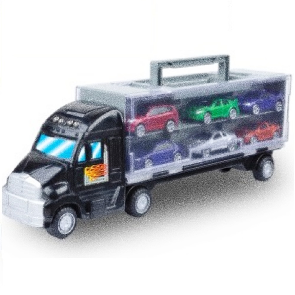 Oce 장난감 자동차 미니 카 6대 포함 트럭 놀이 세트 카 캐리어 14 인치 트레일러 장난감