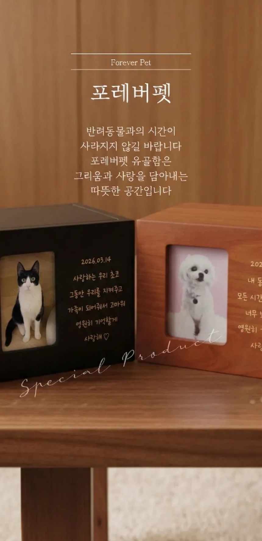 포레버펫 강아지유골함 고양이 추모함 강아지 유골 보관함 반려동물 메모리얼 스톤 보관 애견 반려견 상세 이미지 2
