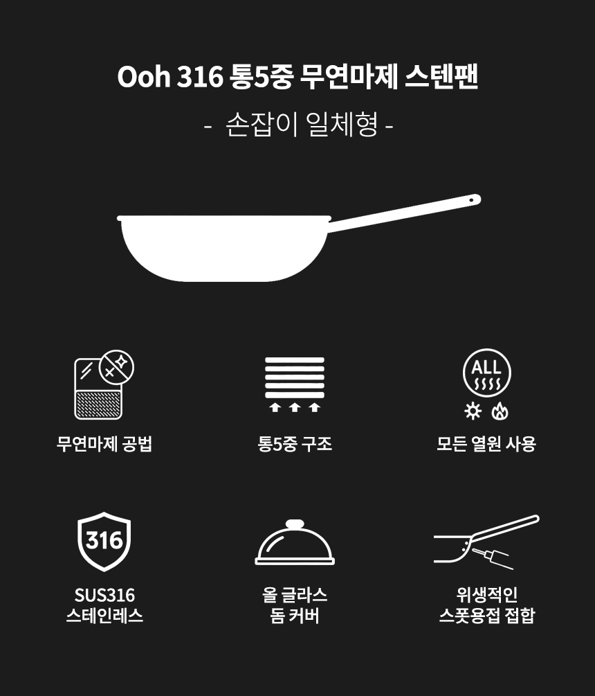 실버스타 319 통오중 인덕션 무연마제 후라이팬 28cm