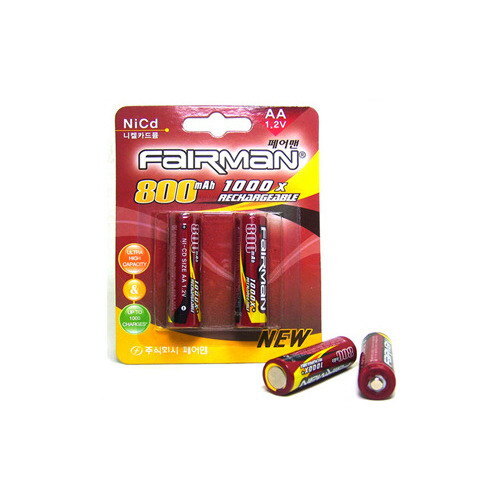 페어맨 Ni-Cd 니켈 카드뮴 AA 1.2V 800mAh 블리스터 포장 KR14/49 충전지 (FR0017)
