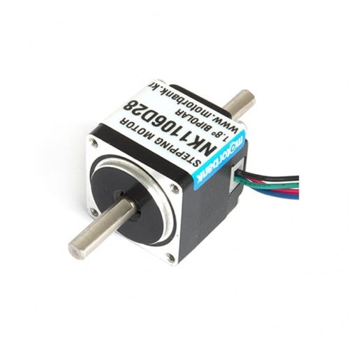 28각 28mm 0.45kgf.cm 바이폴라 스텝 모터 NK1106D28 2상 1.8도 더블 샤프트 (MG0073)