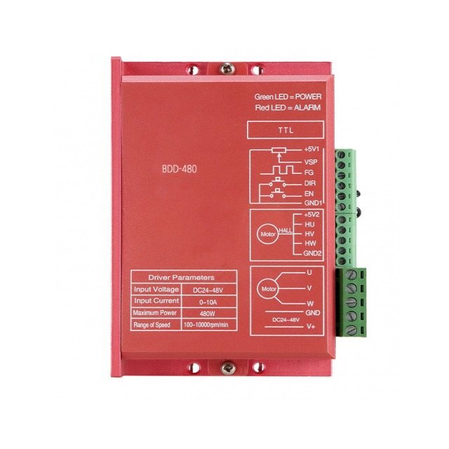 BDD-480 480W 급 BLDC 모터 MCU 제어 겸용 디지털 드라이버 DC 18~50V 홀 센서/센서리스 겸용 (MG2105)