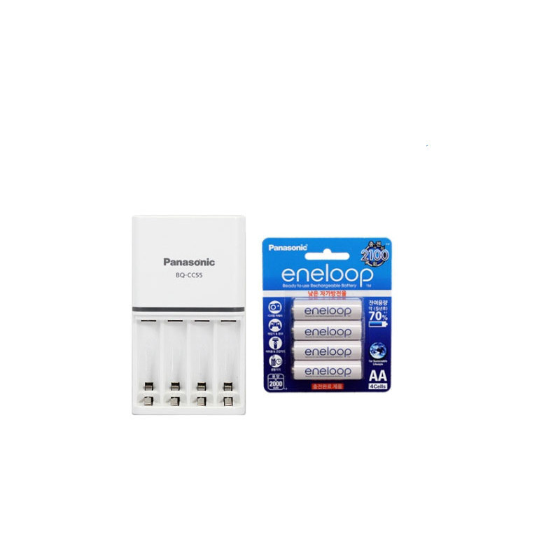 AA Panasonic 파나소닉 에네루프 충전지 AA형 4개입 + 급속 충전기 BQ-CC55K (HQ00115)