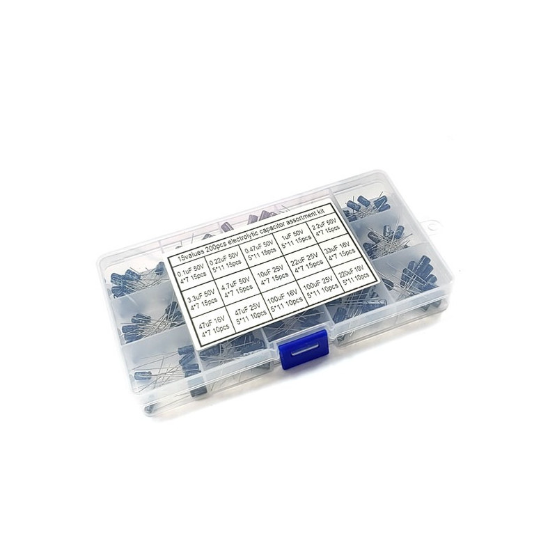 전해 커패시터 키트 15종 0.1&micro;F-220&micro;F 200PCS (HQ00995)