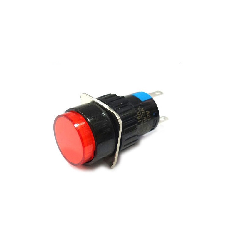 16mm LED 푸시 버튼 스위치 LA167-E6A-12V 적색 PUSH (HQ01084)