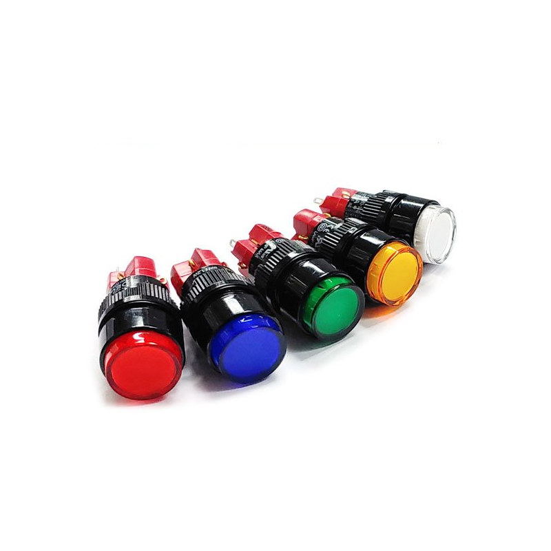 16mm 원형 푸시 버튼 스위치 D16-LMR1-1AB 적색 LED 없음 PUSH 복귀 (HQ01307)