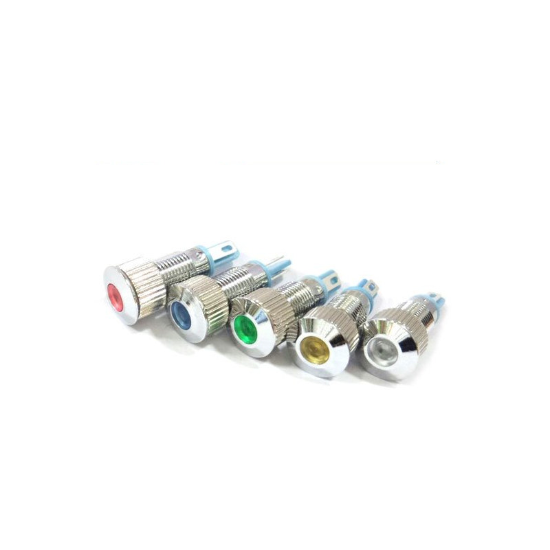 8mm 메탈 LED 램프 MQ08T-12V 방수니켈 적색 (HQ01320)