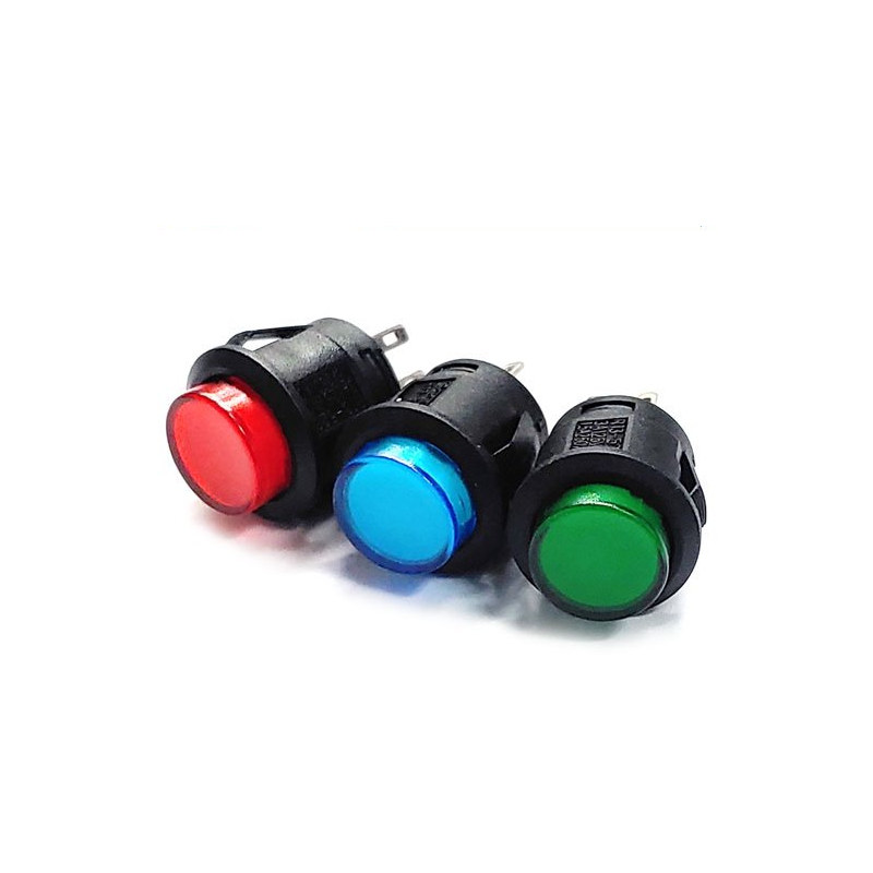 SCI 16mm 12V 플라스틱 스위치 R13-523AL 적색 PUSH 복귀 (HQ01362)