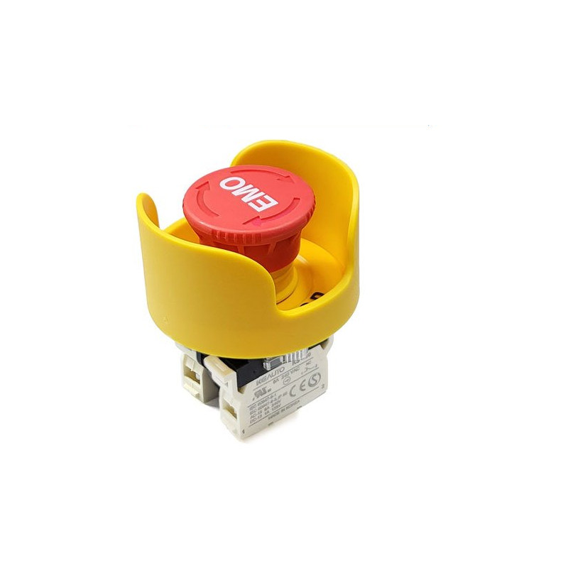 22mm KSE-4RB2 EMO 비상 스위치 2b 접점 + 명판 + 커버 (HQ01388)