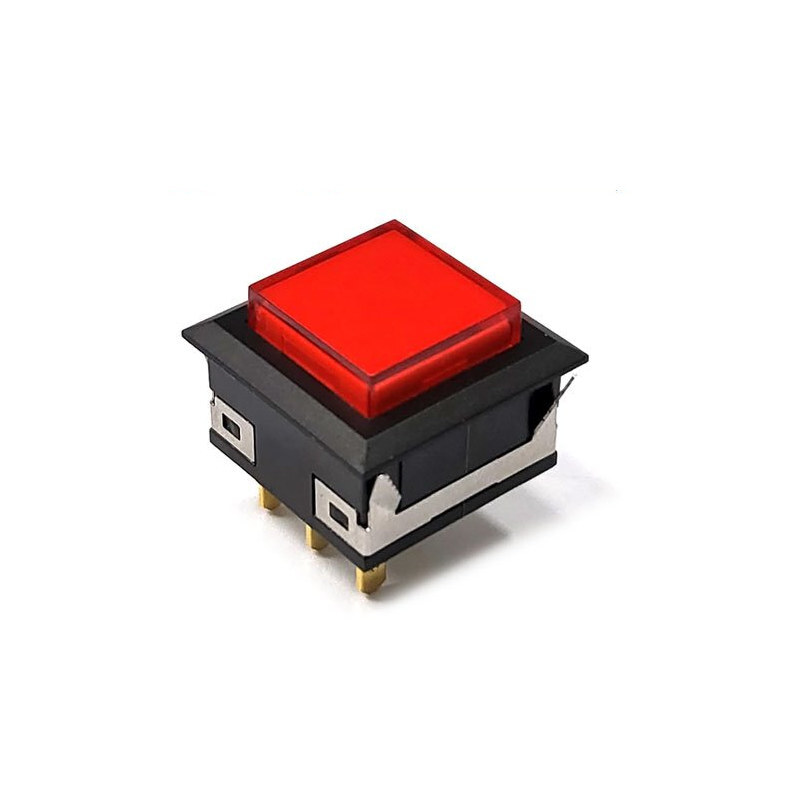 정사각형 LED 푸시 버튼 스위치 SPC-MS-SS-T1-01 적색 (HQ01445)