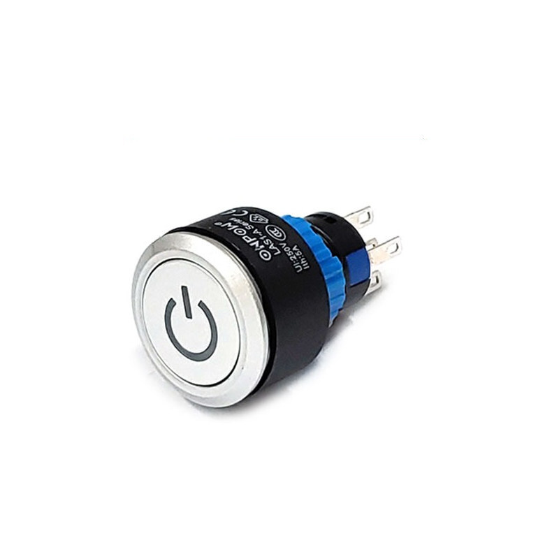 22mm 방수 전원 기호 스위치 LAS1-AWY-11T/12V 적색 PUSH 복귀 (HQ01717)