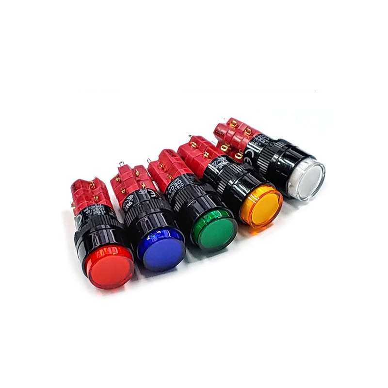 16mm 원형 2회로 푸시 스위치 D16LMR1-2AB 적색 LED 없음 PUSH 복귀 (HQ01973)