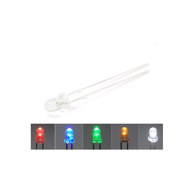 3mm 고휘도 LED 투명 원형 10개 묶음 3mm 고휘도 흰색 10개 (HQ05087)