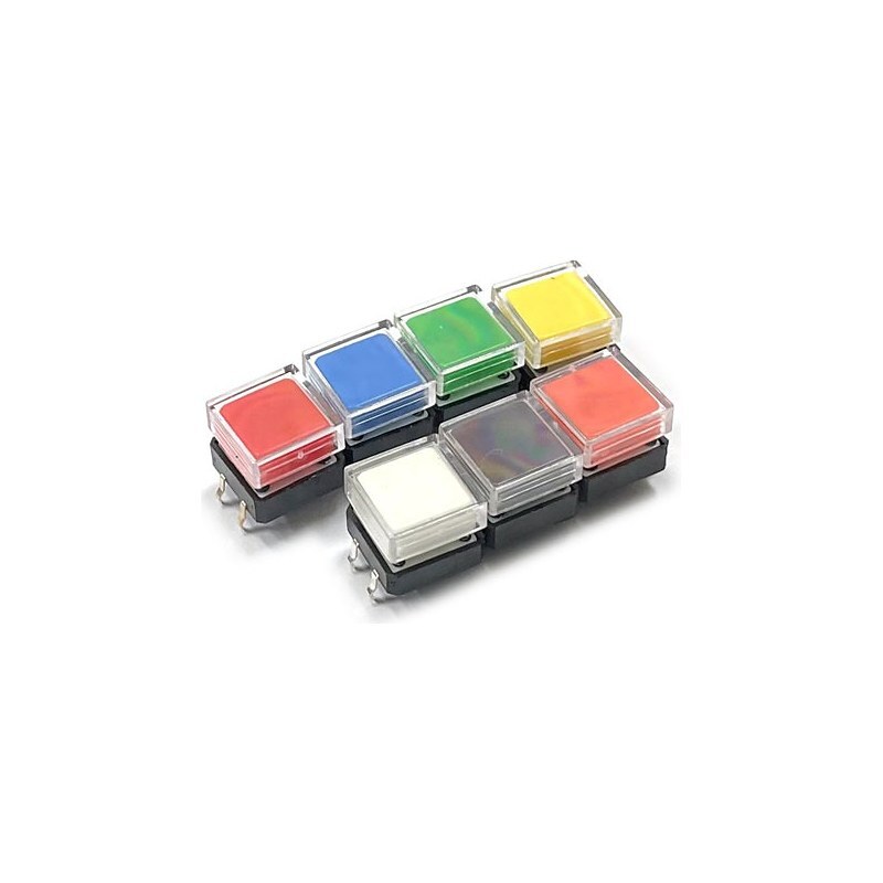 노브 DJT1103T+KNOB TACT 스위치 12x12mm 높이 7.4mm 사각 노브 투명 캡 택트 스위치 적색 Red (HQ02354)