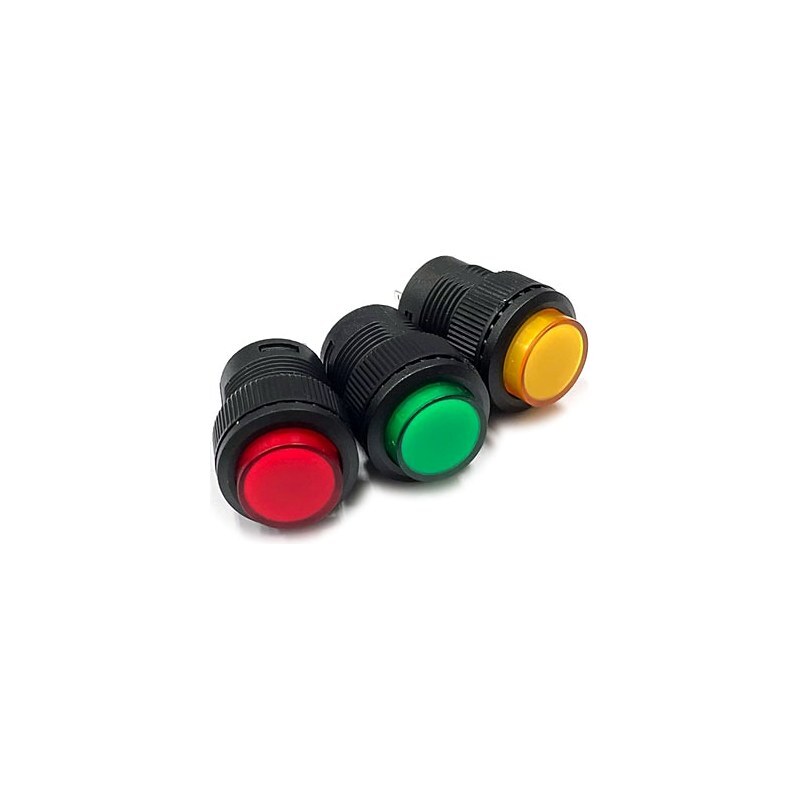16mm 푸시 스위치 조광형 4핀 R16-503 Button Switch 적색 PUSH 복귀 (HQ02365)
