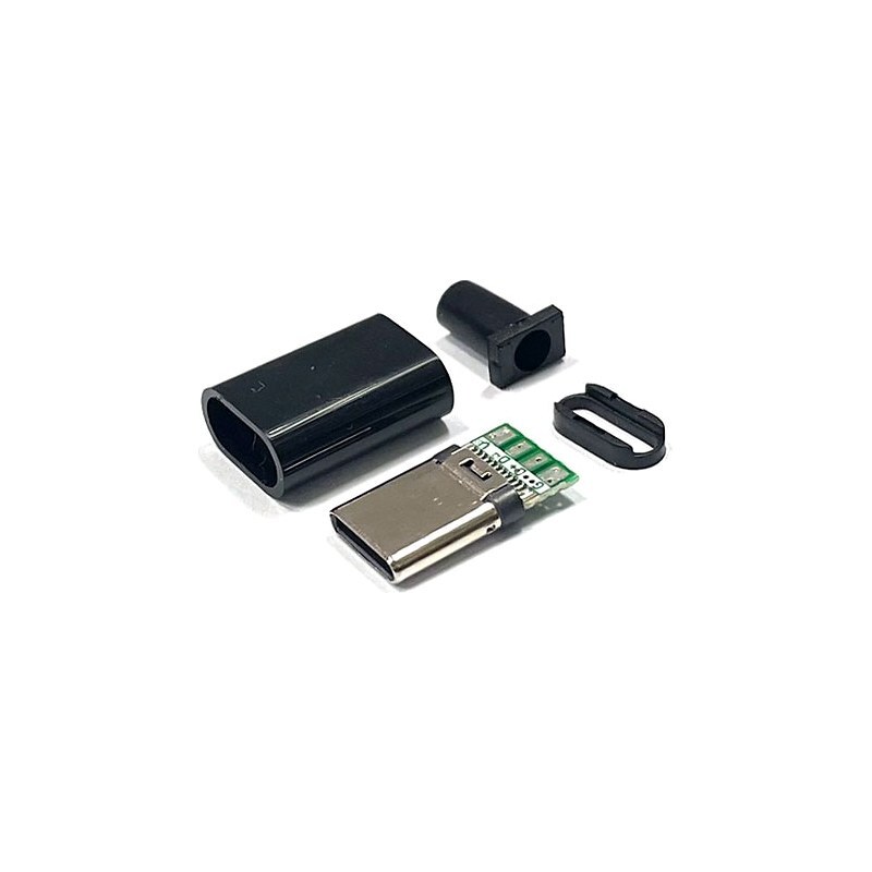 USB 3.1 Type-C 24핀 3A 고속 충전 수 플러그 DIY 용접형 키트 흑색 하우징 (HQ02388)